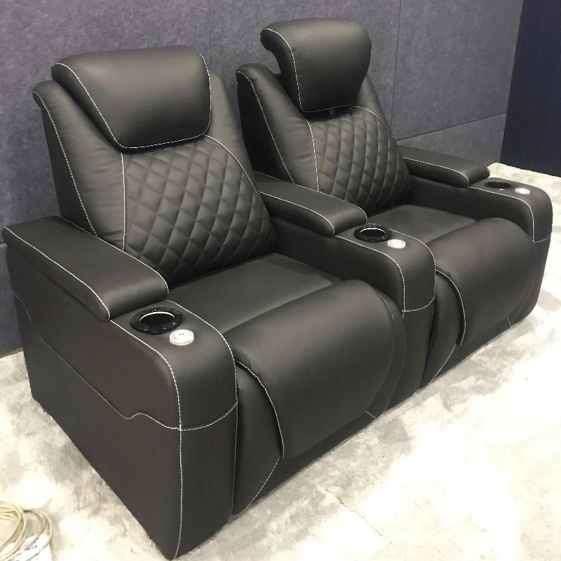 Home Cinema Chairs - Maßgefertigte Villen-Kinositzgruppen, Echtes Leder Diamant-Steppung Kino-Relaxsessel
